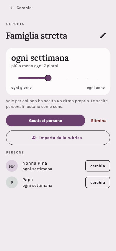 Il cursore della frequenza dentro una cerchia